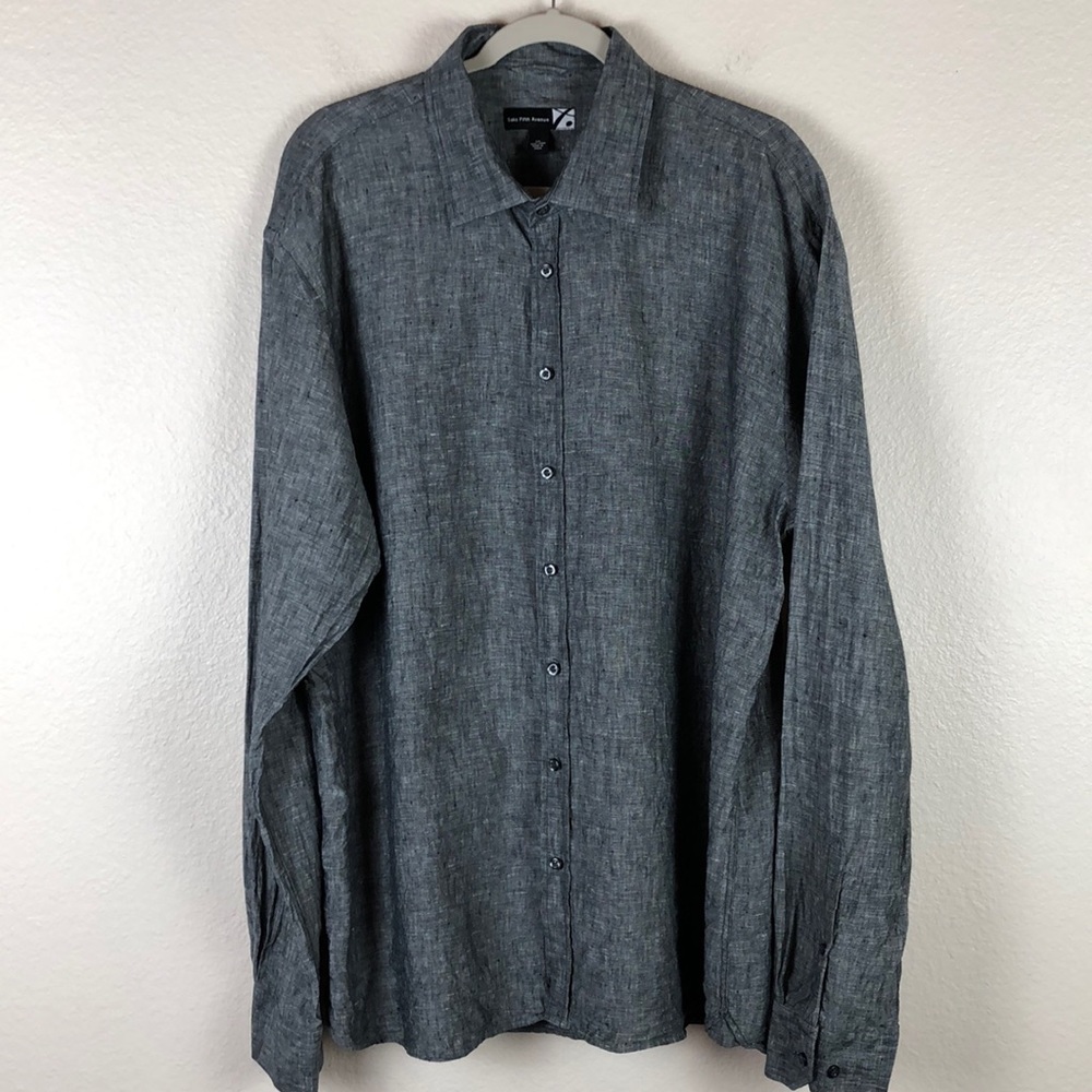 Sakes Fifth Avenue Men's Linen Button-Down Shirt Sz 3XL